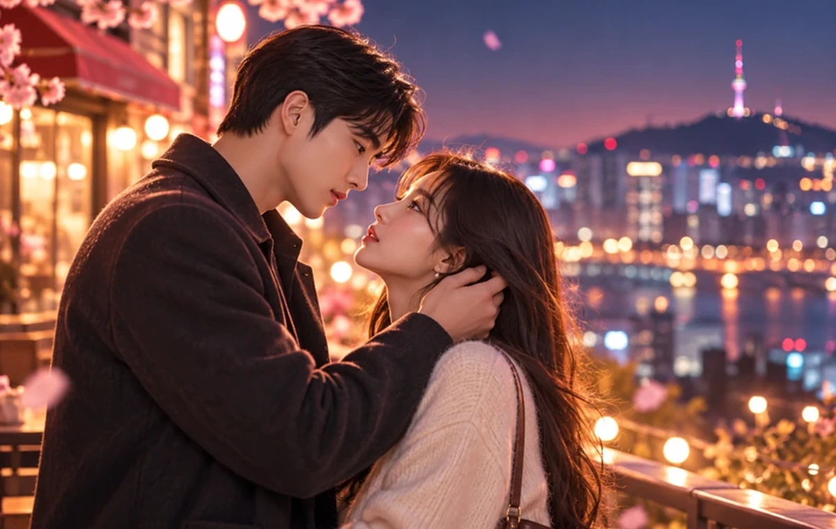 热门韩剧城市夜景原创视觉